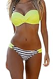 Nulibenna Push Up Two Piece Bikini Swimsuit Candy Patch Padded Swimwear