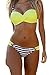 Nulibenna Push Up Two Piece Bikini Swimsuit Candy Patch Padded Swimwear Yellow Large