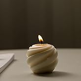 3PCS Spiral Ball Candle Wooden Scented Aesthetic Cylinder Candle, Home Office Danish Pastel Trendy Room Floating Shelves Decor Small Candles, Soy Wax Ball Shaped Candles(White)