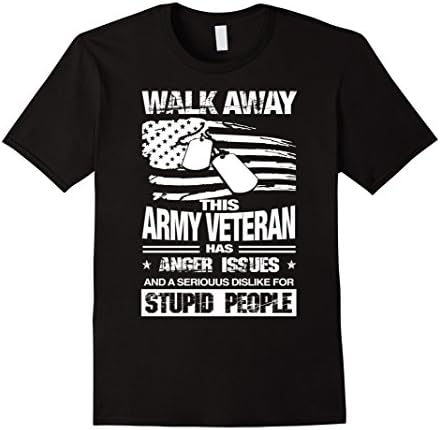 Mens Walk Away This Army Veteran Has Anger Issues T-shirt XL Black