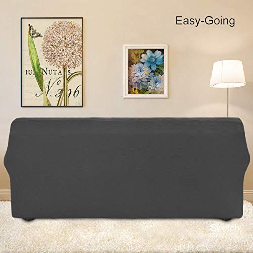 Easy-Going Stretch Sofa Slipcover Couch Sofa Cover Furniture Protector Soft with Elastic Bottom for Kids Spandex Jacquard Fabric Small Checks(Sofa Large,Dark Gray)
