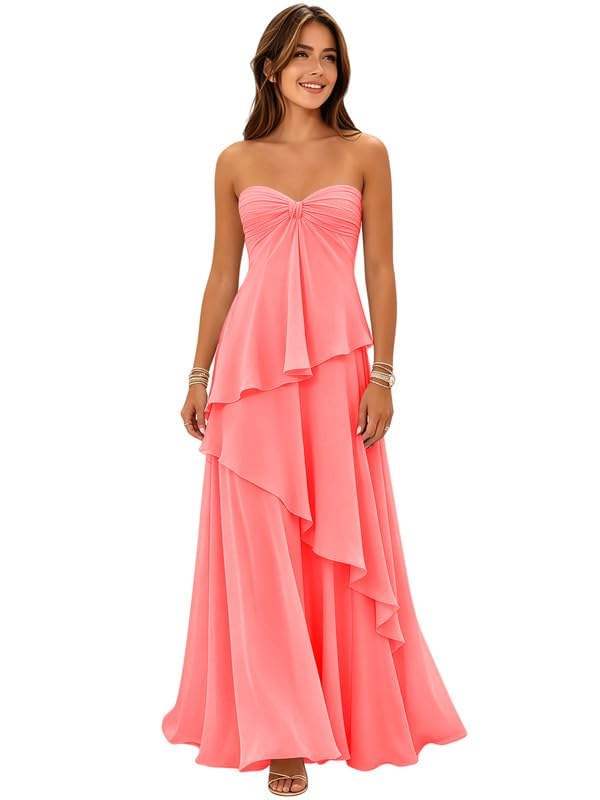 EBAKUS Bridesmaid Dresses for Women Coral Evening Gown Size 16 Plus at Amazon