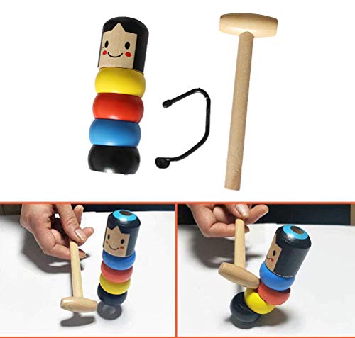 Haiterice Immortal Daruma - the Unbreakable Wooden Man Magic Toy, Stubborn Wood Man Magic Trick Props Children Kids Magia Easy Doing Toy - Thumbnail 4