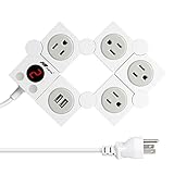 Power Strip Surge Protector Multi Outlet Charging Station Flepow 4-Outlets Patent-Designed Timer Power Strip with Dual USB Charge Ports(5V/2.1A) 1200W/10A FCC Certified, White