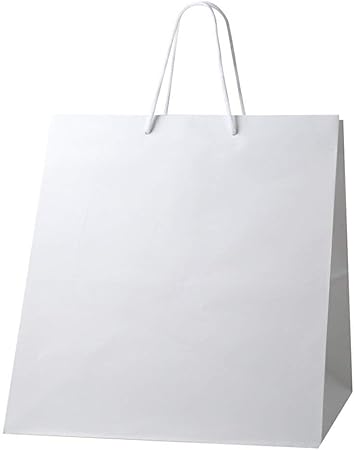Amazon 井上紙業 高級 手提げ紙袋 白 丸ひも 無地 マチ広め 紙袋 特大 10枚 イベント用 お渡し用 手さげ プレゼント袋 マットホワイト W 400 400x390x430 ギフトバッグ 袋 文房具 オフィス用品