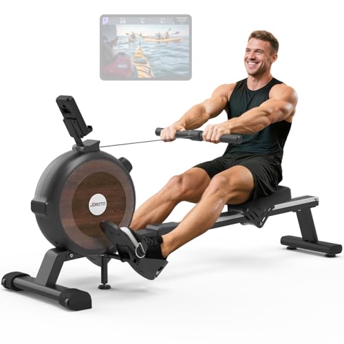 Rowing Machine, JOROTO Magnetic Rower Machines for Home Use, Adjustable Resistance Bluetooth Foldable Rowing Machines, Super Quiet, LCD Monitor and Tablet Holder