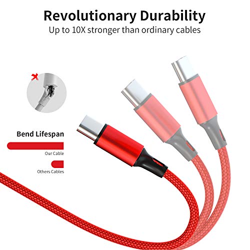 2 Pack 10FT Charging Cable for PS5 DualSense and Xbox Series X/S / Switch Pro Controller, Ackmioxy Charging Cord Nylon Braided Type-C Port Charger Accessories for Playstation 5/ Xbox Series S/X (Red)