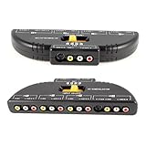 Optimal Shop High Quality 4-Way Audio Video AV RCA Switch Game Selector Box Splitter Black