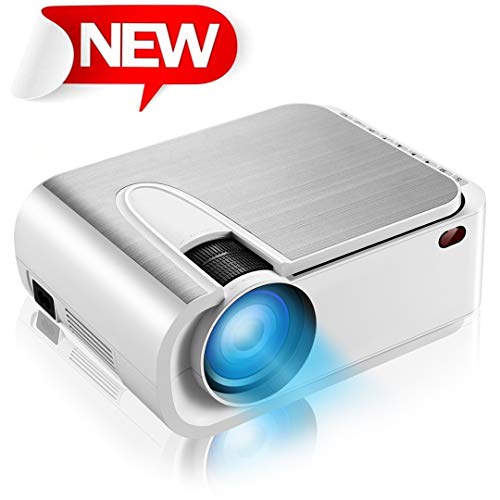 720P Projector, Dinly HD 3800 Lux Video Projector with 200″ Display, 60,000 Hours Led Home Theater Projector,Compatible with Fire TV Stick,PS4, HDMI, VGA, AV and USB