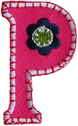 TrickyBoo Iron-On Letter Patch Craft Applique P Pink 9Cm Personalize Fabric Names Crafts Jeans Clothing to Iron On Hat Skirt Dresses Cap Jacket Neckerchief Ceiling Flag Pants Plate Backpack Trousers