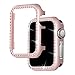 Falandi for Apple Watch Case 44mm, Series 6 Series SE / 5 / 4 iWatch Face Case with Bling Crystal Diamonds Plate iWatch Case Cover Protective Frame for Apple Watch (Rose Gold-Diamond, 44mm)