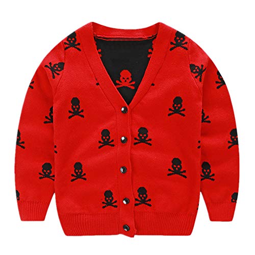LittleSpring Boys Cardigan Sweater V-Neck Skull for Kuwait Ubuy