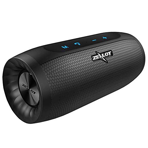 Enceinte Bluetooth Portable, Stéréo sans Fil avec Powerbank 20 Heures d’Autonomie Pilote Double 20W Bluetooth 5.0 Etanche Subwoofer Basses Puissantes AUX/Micro Carte SD/Mains-Libres-Noir