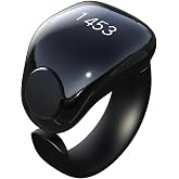 Telawah Tasbih Zikr Smart Ring Clock, Adjustable Counter, 3 Sizes (18/20/22mm), APP Support Digital Counter Prayer Reminder Ring, Waterproof 4 Digit Finger Counter Zikr Ring for Muslims (Black)