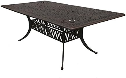 Darlee Elisabeth Cast Aluminum Rectangular Dining Table, 44'' X 84'', Antique Bronze Finish