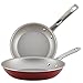 Ayesha Curry Home Collection Nonstick Frying Pan Set / Fry Pan Set / Skillet Set - 9.25 Inch and 11.5 Inch, Red