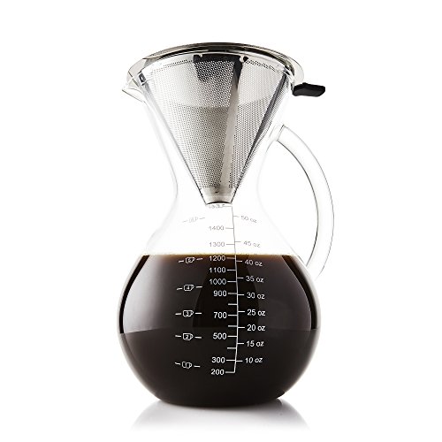 Apace Living Pour Over Coffee Maker Set w/Coffee Scoop and Cork Lid - Elegant Coffee Dripper Pot w/Glass Carafe & Permanent Stainless Steel Filter (1500 ml / 51 oz) - Thumbnail 6