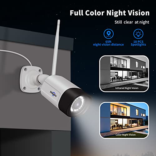 【Wireless Pro,Plug & Play】 Hiseeu 2.5K 5MP WiFi Security Camera System Outdoor,Expandable 16CH 8MP NVR, 1TB HDD,Spotlight,2 Way Audio, IP66 Waterproof, Motion Alert, DC Power Plug-in, 24/7 Recording