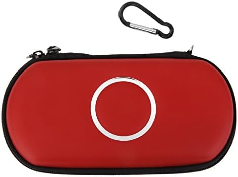 Protective Carry Case Cover Storage Pouch with Carabiner for PSP 1000 2000 3000 Console Red