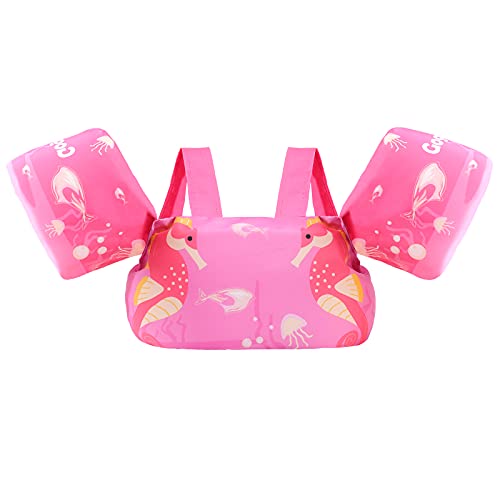 Gogokids Toddler Swimming Float Vest, Arm Bands Kids Swim Vest with Shoulder Harness Baby Floats Swimming Training Jacket for 2-6 Years Old Boys Girls Perfect for Pool, Learn to Swim and Beach