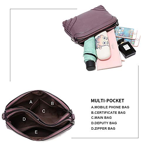Crossbody Bag for Women Small Leather Phone Purse Wallet Shoulder Bag Trendy Ladies Wristlet Clutch (Purple b)
