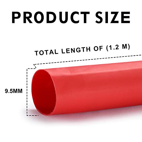 Young4us 2 Pack 3/8" Heat Shrink Tube 3:1 Adhesive-Lined Heat Shrinkable Tubing Black&RED 4Ft