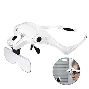Lupa con 2 LED Luces – Rightwell® Lupas de Gran Aumento para Modelismo,Reparaciones,Coser,Soldadura,Eliminar Piojos,Pegar Piezas Pequeñas,Joyería y Relojería – 5 Lentes Intercambiables (1.0X a 3.5X)