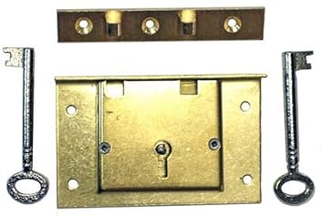 S 7e Large Brass Half Mortise Chest Lock With Two Skeleton Keys