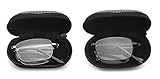 DOUBLETAKE Reading Glasses - 2 Pairs Readers with Belt Loop Zip Case