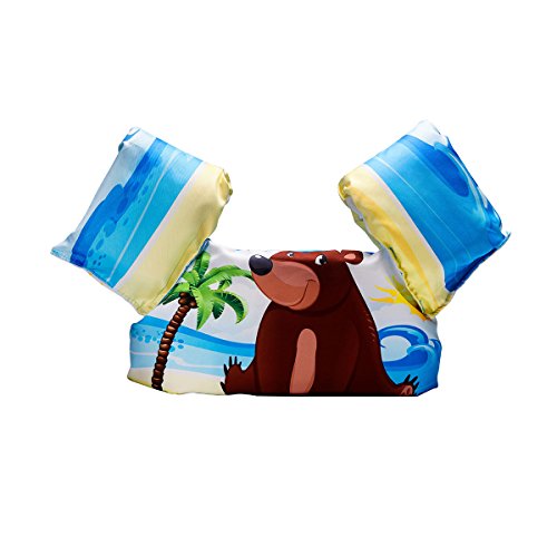 Elejolie Swim Aids for Toddlers,Kids Learn to Swim Life Jacket for Infant,Swim Aid Floater Life Vest (22-66lbs) (Brown Bear)