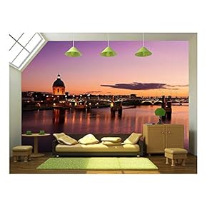 Purple Sunset at Toulouse City - Removable Wall Mural | Self-Adhesive Large Wallpaper - 66x96 inches