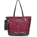 ZMSnow Designer PU Leather Tote Handbag Shoulder Mix Color Bag for Women Girl Work School(ZMS-NB-105,Winered)
