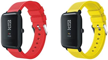 XingWangFa for Xiaomi Amazfit Straps Bands 20mm [2 PACK][Chuanzi Pattern] Soft Silicone Sport Band Replacement Strap For Xiaomi Huami Amazfit Bip Younth SmartWatch