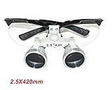 Zinnor (FBA) Dentist Dental Surgical Medical Binocular Loupes 2.5X 420mm Optical Glass Loupe - Black