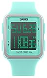 Digital Sport Watch Water Resistant Outdoor Electronic Big Face Silicone Teen Girls Women's Light Green SK1139A