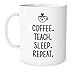 PDTXCLS The Coffee Corner - Coffee Teach Sleep Repeat Mug - 11 Ounce White Ceramic Coffee or Tea Mug - Teacher Coffee Cup - Gift for Teachers, for Teacher