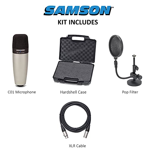 Samson C01 Large Diaphragm Condenser Microphone with Mic Stand, Pop