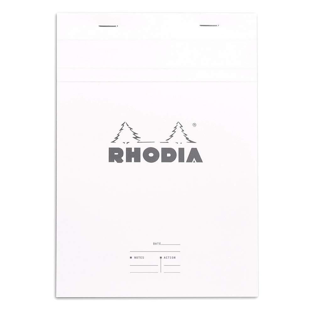 RHODIA 16401C - Stapled Notepad Meeting N°16 White - A5 - Pre-Printed Date/Notes/Action - 80 Detachable Sheets - White Clairefontaine Paper 80 g/m - Soft and Resistant Cover - Basics