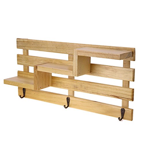 WinnerEco Wood Wall Mounted Shelf Holder Storage Rack Organizer Hanging Home Decor (Burlywood)
