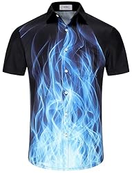 KYKU Flame Bowling Shirts for Men Hawaiian Shirt