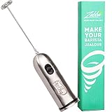 Frothy Hand Mixer and Milk Frother by Cafe Casa, Battery-Operated Foamer, Stainless Steel Drink Mixer for Expert Lattes Milkshakes Matcha Cappuccinos, 2-Speed Handheld Electric Mixer
