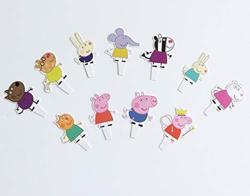 SZBAIDEKJ Cupcake Toppers for Peppa Pig (48Pcs), Cartoon Pig Theme Party Decorative Cupcake Topper for Kids Birthday Party Baby Shower