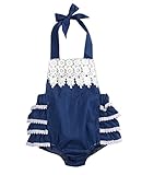 Cute Baby Girl Lace Floral Romper Jumpsuit Playsuit Ruffles Outfits Sunsuit (90(12-18Months))