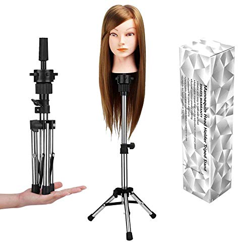 WAM Direct Mini Mannequin Head Holder Tripod Stand,Adjustable Training Doll Head Stand Mannequin Manikin Head Tripod Wig Stand
