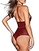 AnloveKiss Women Sexy Lingerie-Deep V Neck Backless Halter Teddy Bodysuit Perspective Lace Babydoll Underwear (S, Wine Red)
