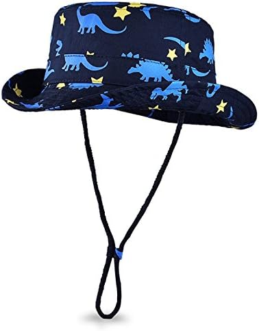 GUNCOI Unisex Baby Kids Sun Hat Cotton Fisherman Hat Children Cool Star Pattern Jean Sunhat with Chin Strap White S