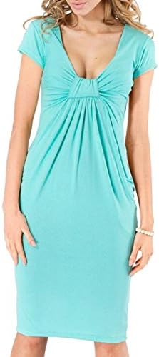 Thanpoo Women's Sheath Dress Deep V Neck Ruched Wear to Work Casual Pencil Dress