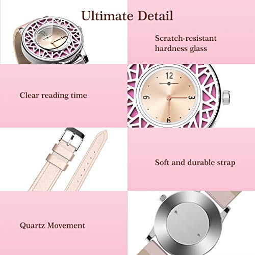 Christmas Gifts for Women, Essential Oil Bracelets Women Watch, Leather Band Aromathery Diffuser Bracelet Women Wrist Watch with 8pcs Washable Pads Gifts for Mom