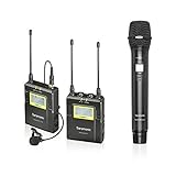 Saramonic UWMIC9 UHF Wireless Lavalier + Handheld Microphone System with Bodypack Transmitter + Lav Mic, Handheld Mic with Transmitter, Receiver, Shoe Mount, XLR/3.5mm Outputs
