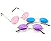 M & M Products Online Round Retro John Lennon Hippie Rimless Sunglasses - 3 Pair Set Includes Blue, Purple, and Pink - Perfect Eyewear for Costumes, Parties & Gifts - Lifetime Replacement Included